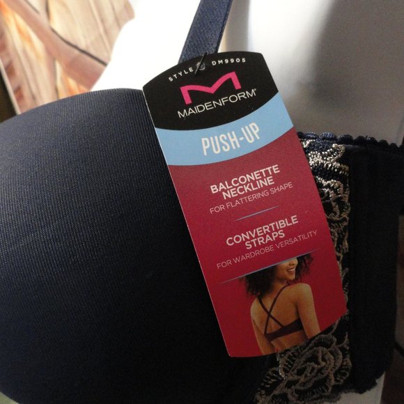 Maidenform Extremt lift Blue embroidered Cute Bra~Nwt~36C~ - Picture 4 of 6
